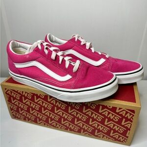 Vans Old Skool Fushia Pink & True White Size 6 Youth 7 Women With Original Box